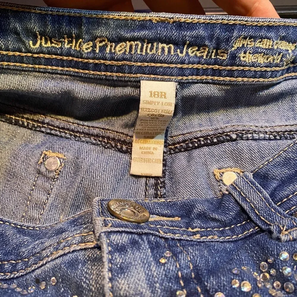 Girls Justice Rhinestone Cutoff Denim Shorts 18R